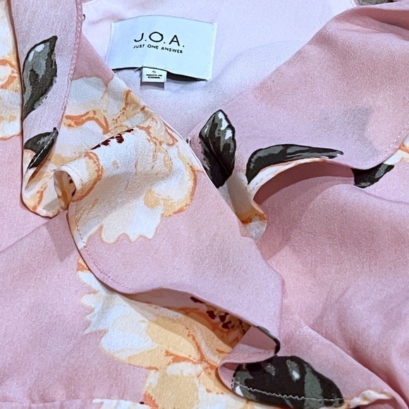 J.O.A. floral cold shoulder pink ruffle v neck mini dress FLAWLESS small - Picture 8 of 10